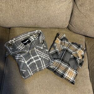 Plaid Flannel Shirts - Gray and Tan